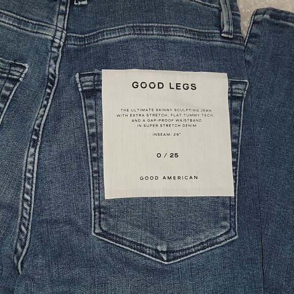 New Good American Good Legs Stretch Skinny Sculpting Jeans Frayed Waist 0 / 25 - Picture 9 of 11